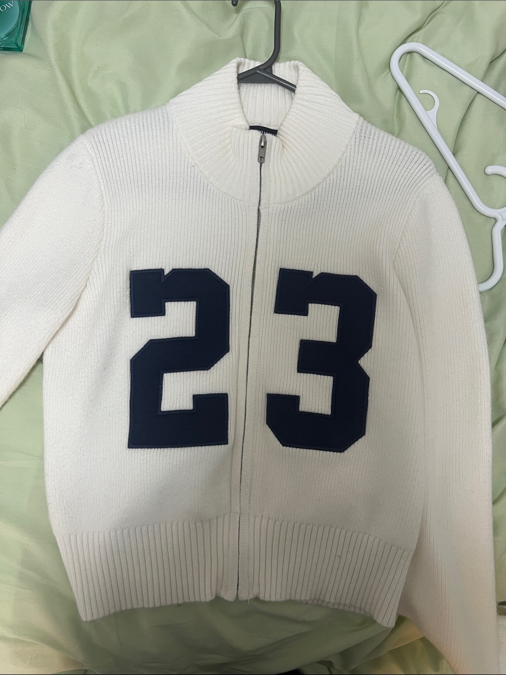 Streetwear Society Cream Ribbed Zip Knit Sweater